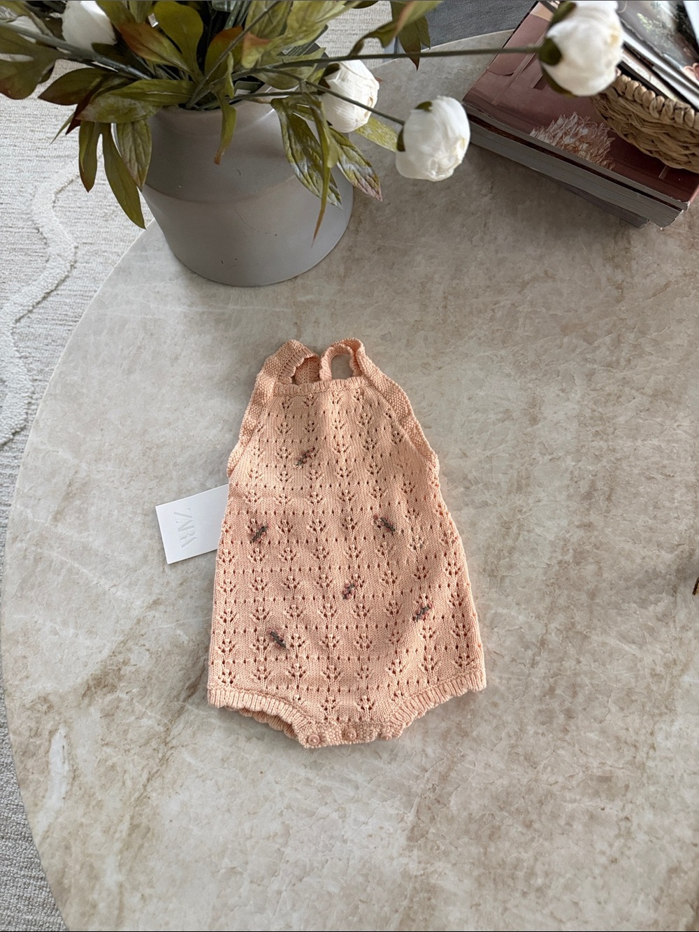 Zara floral Peach Knit Romper